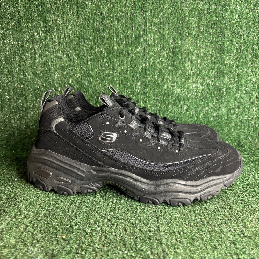 Skechers D'Lites SN 52675 Leather Synthetic Chunky Y2K Sneaker Black Mens Size 9